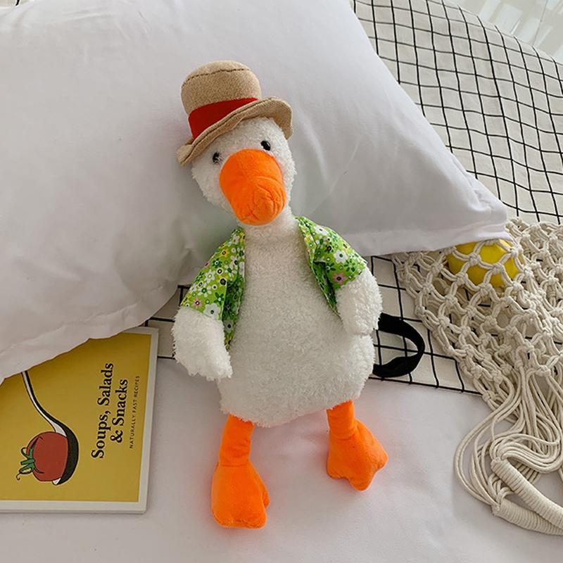 V562-6043124060DBT-202505191525-00 Adorable Cartoon Plush Shoulder Bag Duck White Green - Duck White Green - Image 1