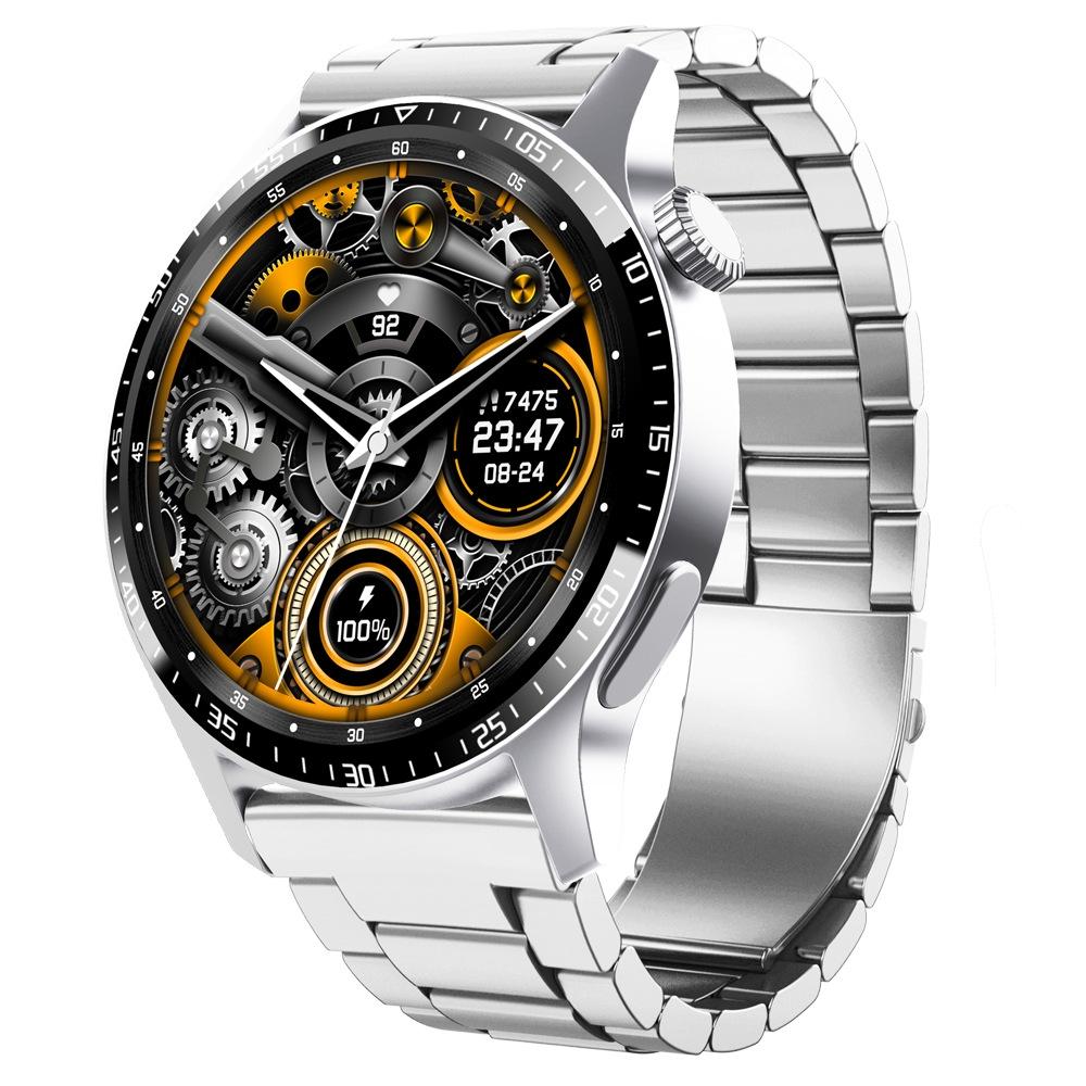 V562-6059305060DBT-202504251912-00 1.35 Inch Smart Watch Bluetooth Calls Health Monitoring 150+ Sports Black - Silver 3-Beads Steel - Image 1