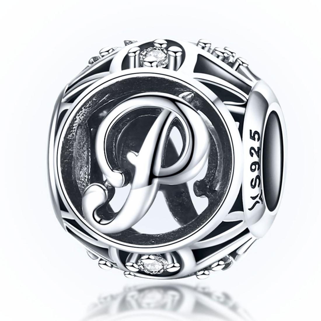 V562-61512600ADE-202504111706-00 925 Sterling Silver 26 English Letter Beads For Diy Bracelets & Necklaces Style - P - Image 1
