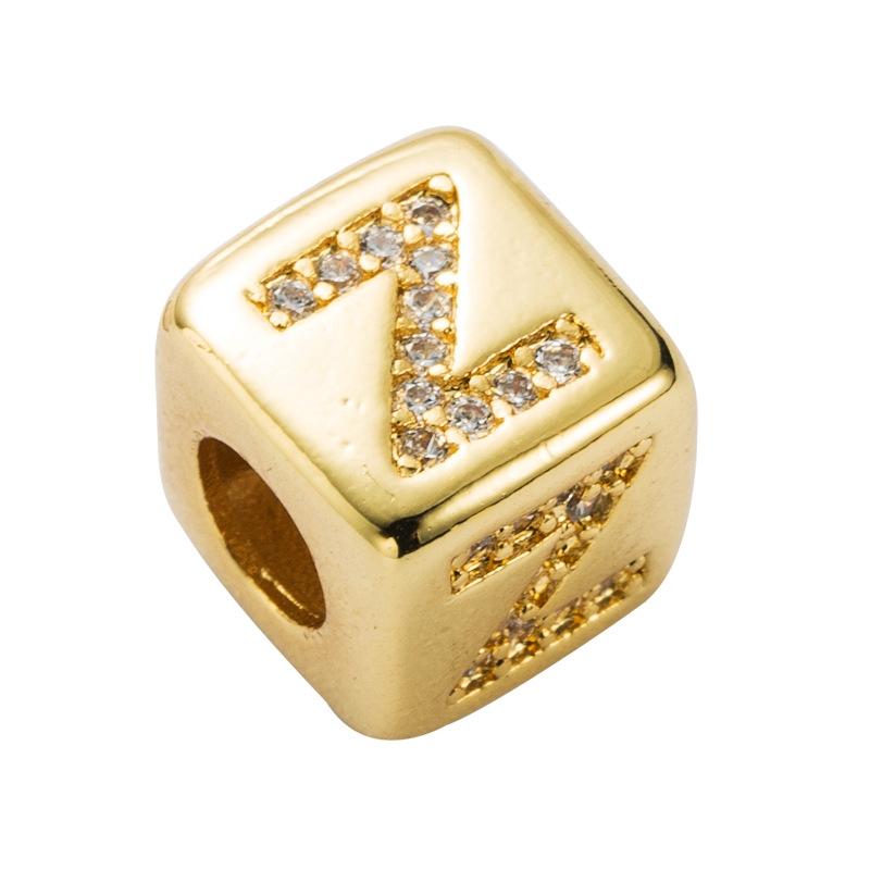 V562-6200396240DBT-202504111842-00 Brass Micro Inlaid Couple Red String Pull Diy Bracelet English Letter Beads Style - Z - Image 1
