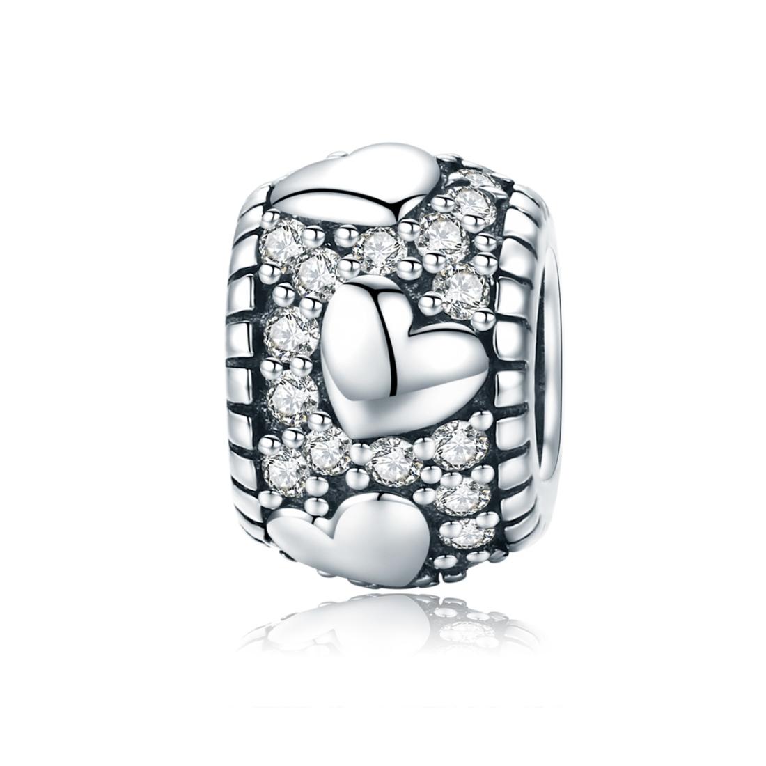 V562-634600ADE-202504112017-00 925 Sterling Silver Shiny Heart Beads For Diy Bracelets & Necklaces - Image 1