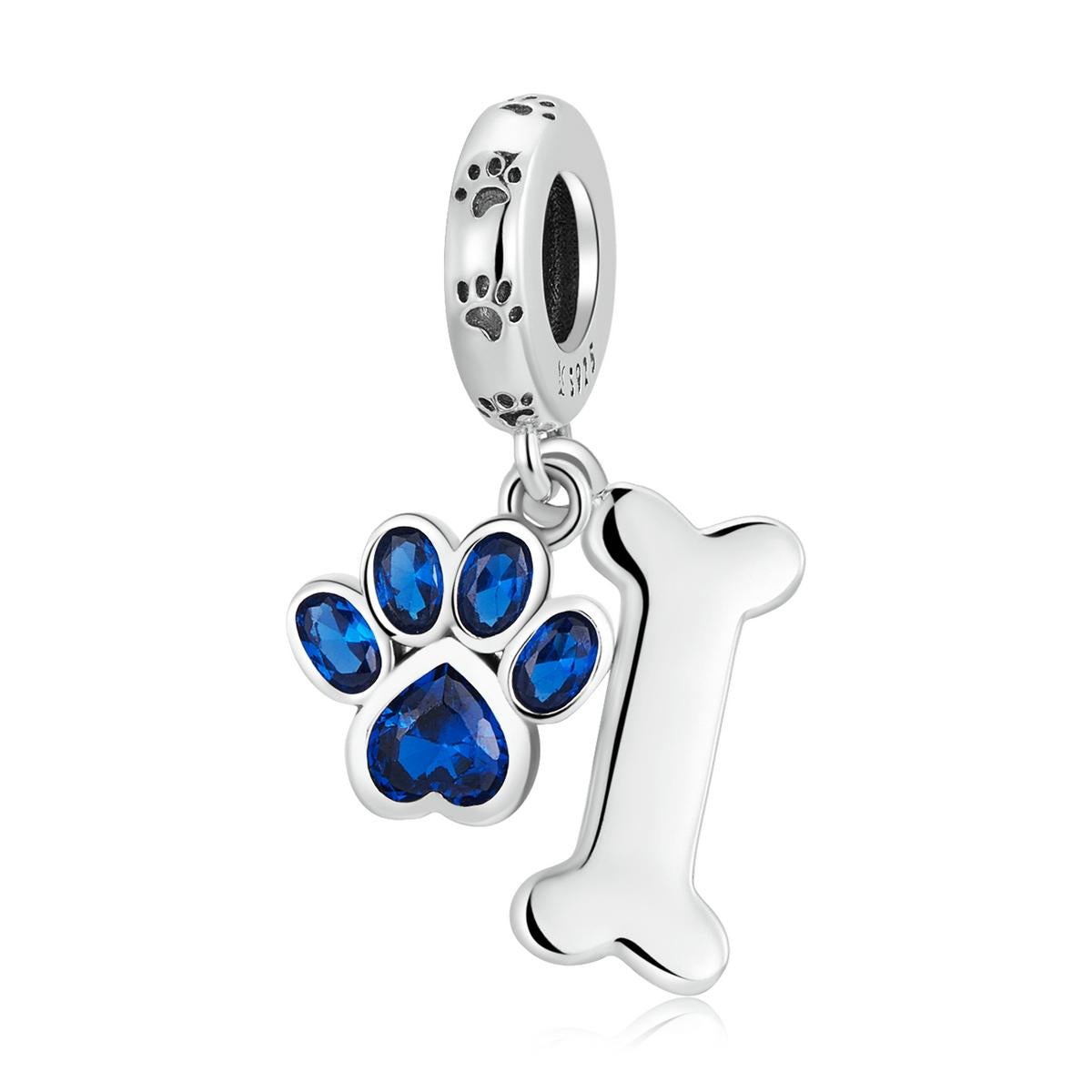 V562-6364200ADE-202504111635-00 925 Sterling Silver Dog Paw Bone Pendant For Bracelet Or Necklace - Image 1