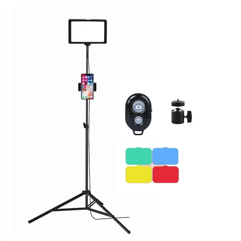 V562-7029843060DBT-202503061850-00 8 Three-colour Temperature Flat-panel Live Fill Light with Bluetooth Remote and 2.1m Bracket - Image 1