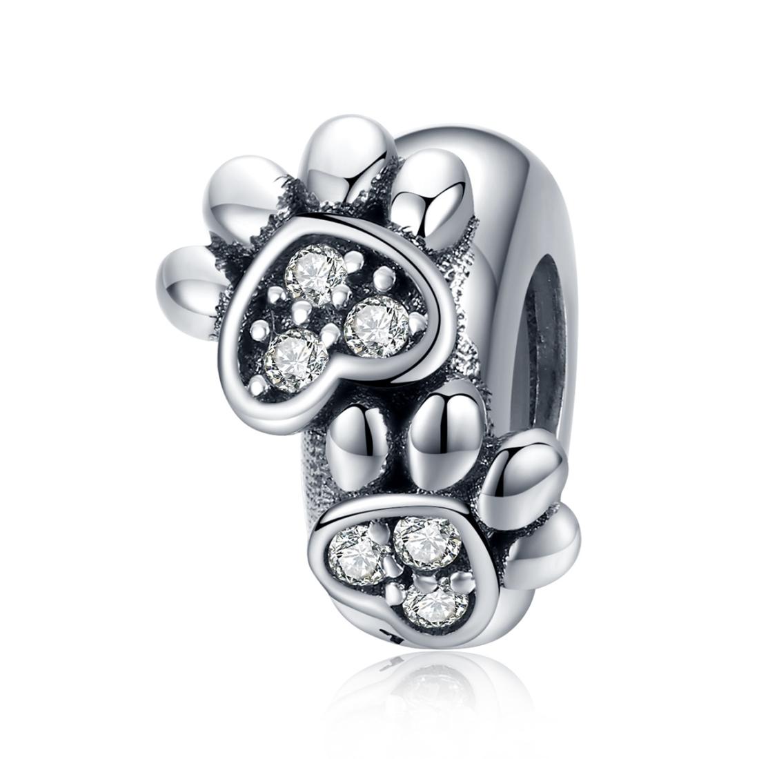 V562-75386240DBT-202504111622-00 925 Sterling Silver Animal Footprint Beads For Diy Bracelets - Image 1