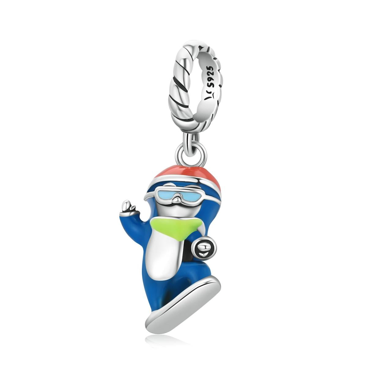 V562-7641200ADE-202504112016-00 925 Sterling Silver Ski Penguin Pendant For Diy Bracelets & Necklaces - Image 1