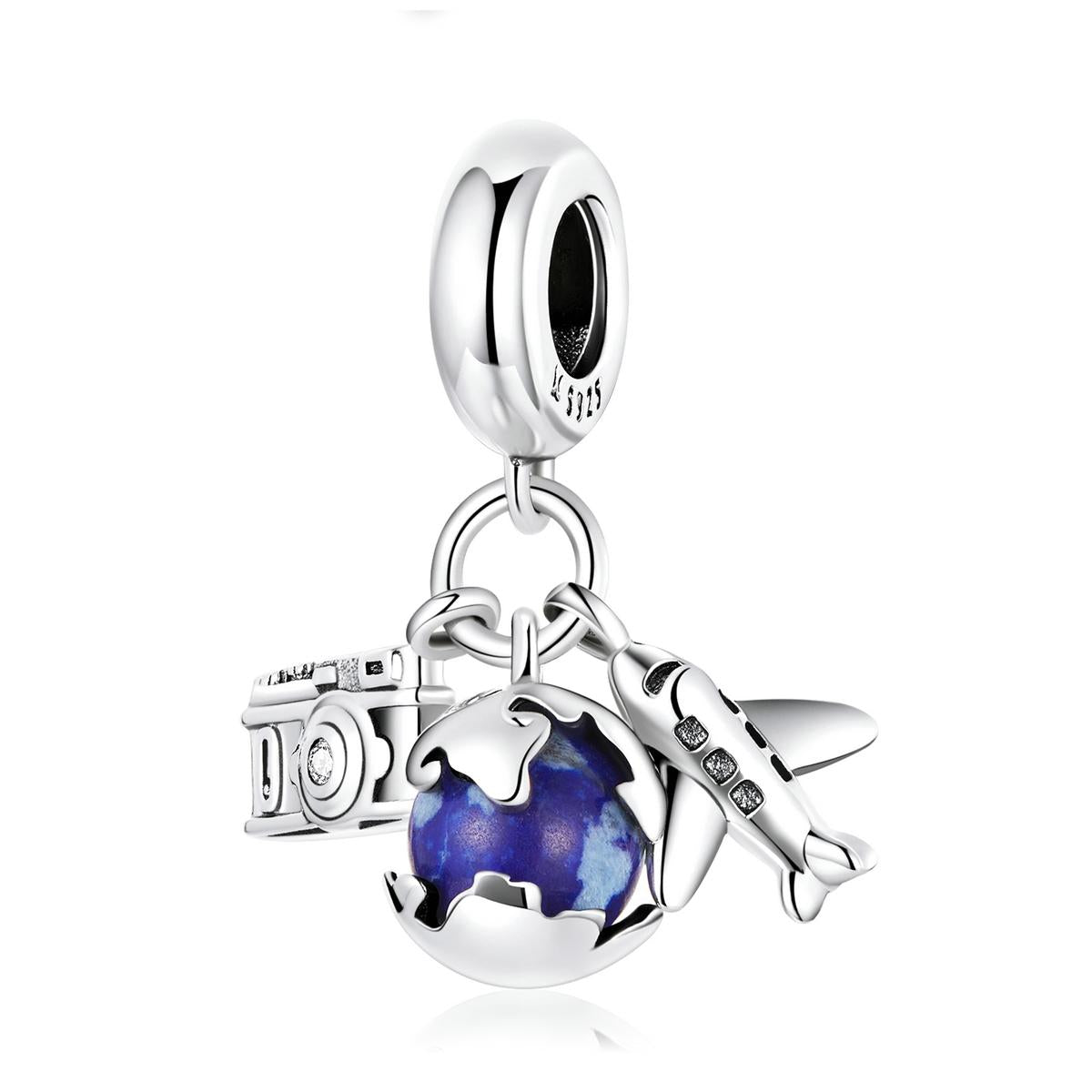 V562-7741200ADE-202505231417-00 925 Sterling Silver Blue Zircon Aircraft Pendant For Diy Bracelets & Necklaces - Image 1