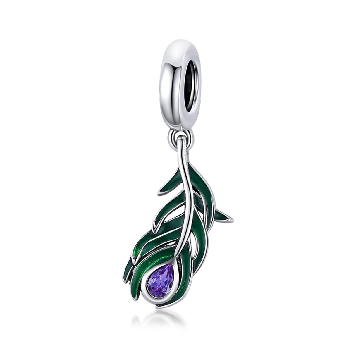 V562-7950100ADE-202504111526-00 925 Sterling Silver Peacock Feather Pendant For Diy Bracelet Or Necklace - Image 1