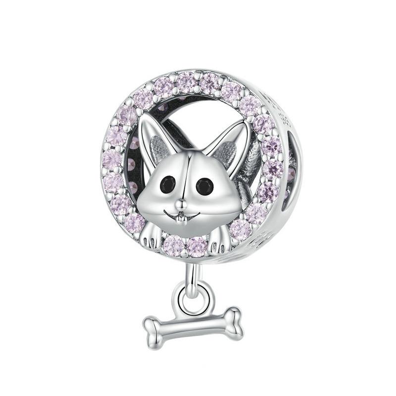 V562-79592060DBT-202504111852-00 925 Sterling Silver Corgi Puppy Bracelet Beads - Image 1