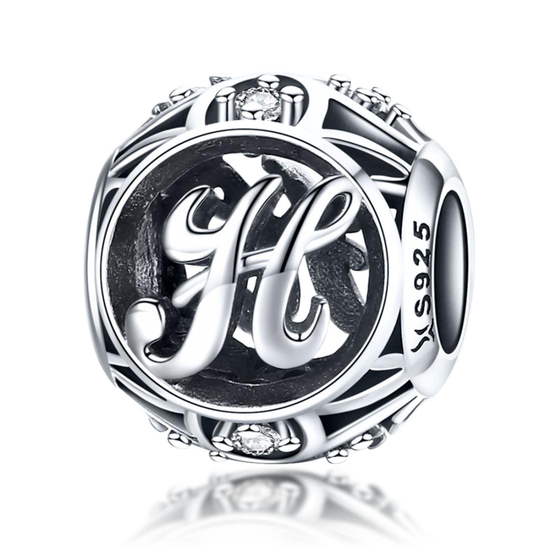 V562-80512600ADE-202504111815-00 925 Sterling Silver 26 English Letter Beads For Diy Bracelets & Necklaces Style - H - Image 1