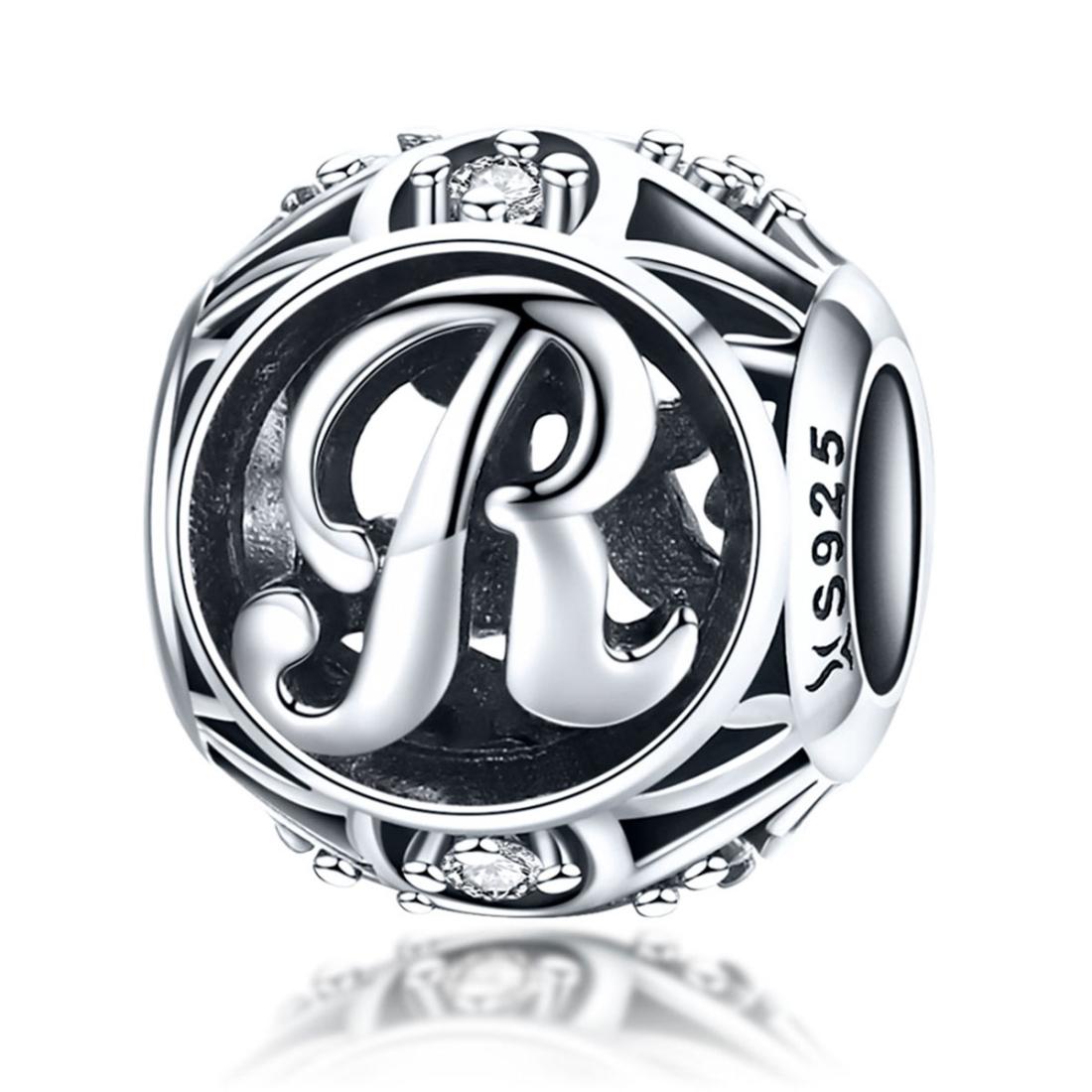 V562-81512600ADE-202504111937-00 925 Sterling Silver 26 English Letter Beads For Diy Bracelets & Necklaces Style - R - Image 1