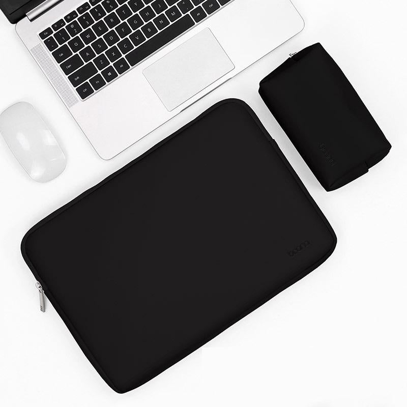 V562-8431475950DBT-202504251807-00 Midnight Black Pu Leather Laptop & Power Bag - 16 / 17 Inch - Image 1
