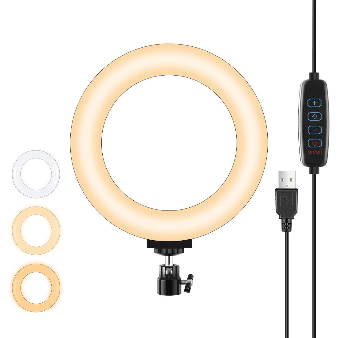 V562-873UP-202502241358-00 16cm Usb Led Ring Light with Tripod and 3 Modes - Black - Image 1