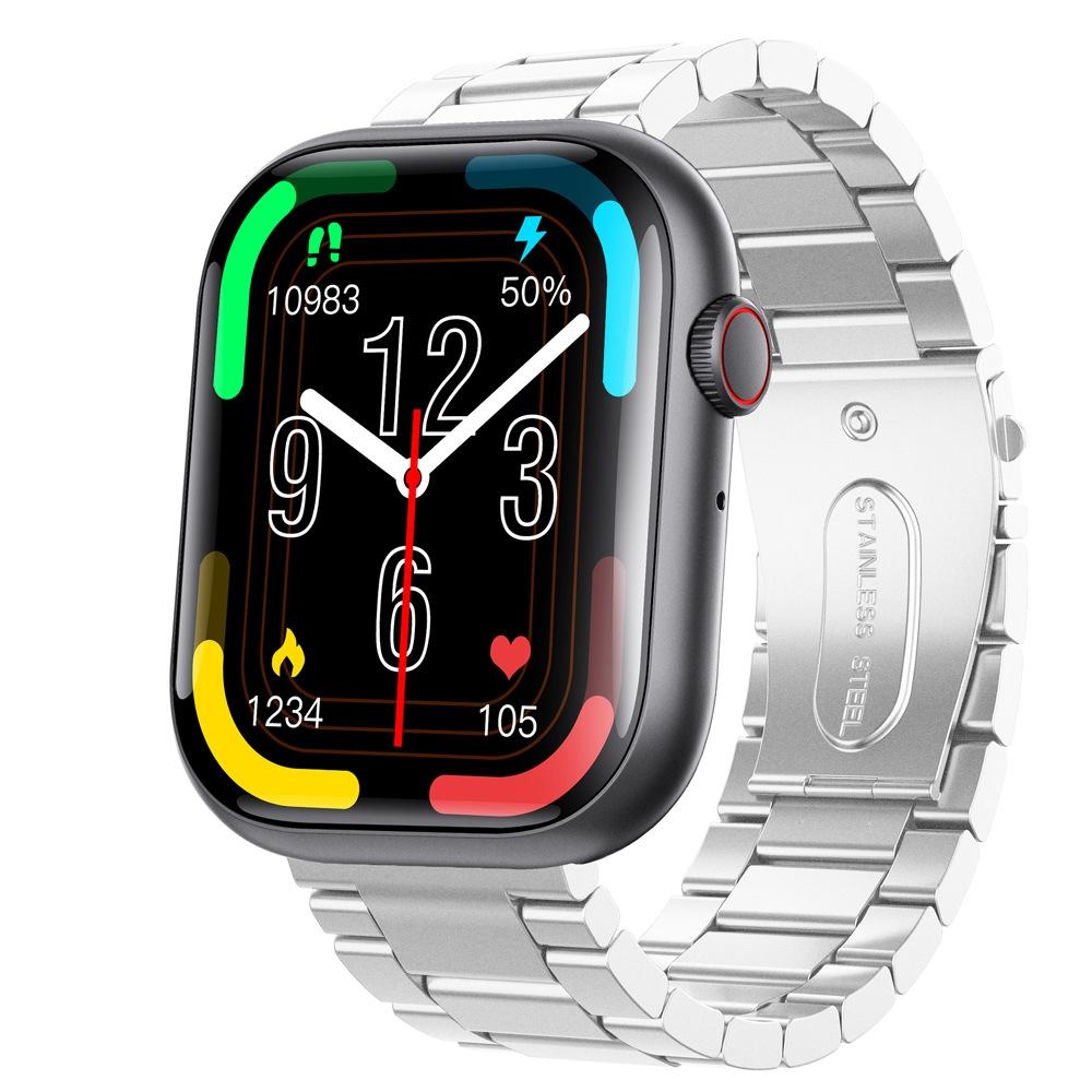 V562-9063305060DBT-202504252007-00 2.1 Inch Screen Smart Watch With Blood Sugar / Blood Oxygen Monitoring / Sos Alarm / 100+ Sports Modes - Black 3-Bead Steel - Black Silver 3-Bead - Image 1