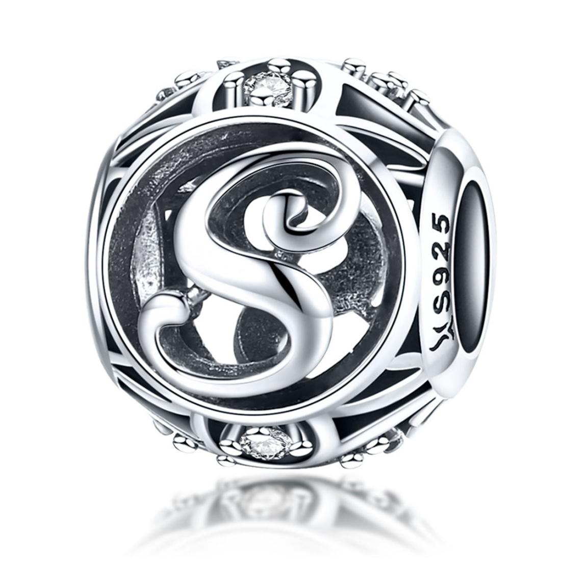 V562-91512600ADE-202504111640-00 925 Sterling Silver 26 English Letter Beads For Diy Bracelets & Necklaces Style - S - Image 1