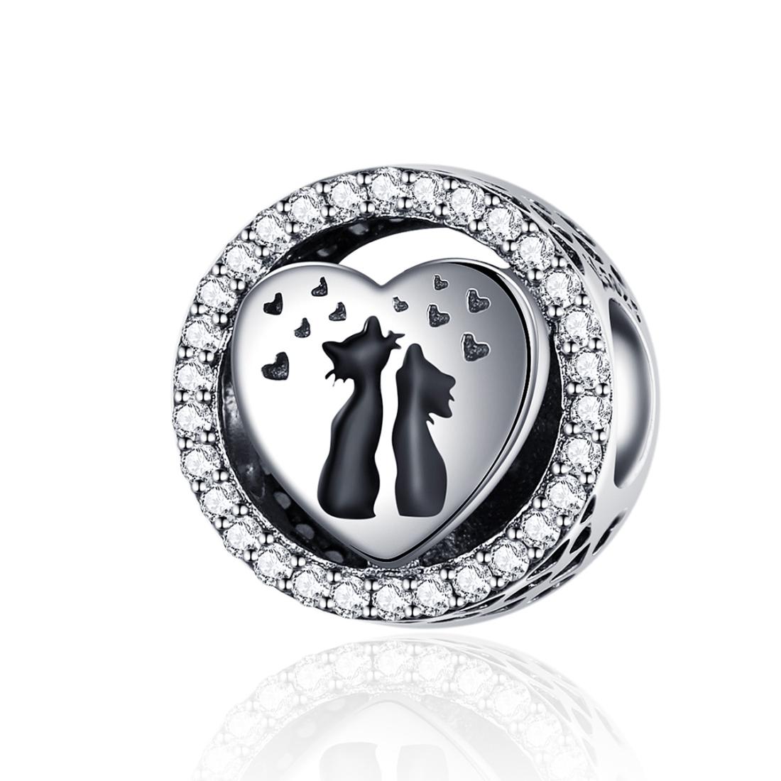 V562-934600ADE-202504111736-00 925 Sterling Silver Love Cat Heart Beads For Diy Bracelets & Necklaces - Image 1