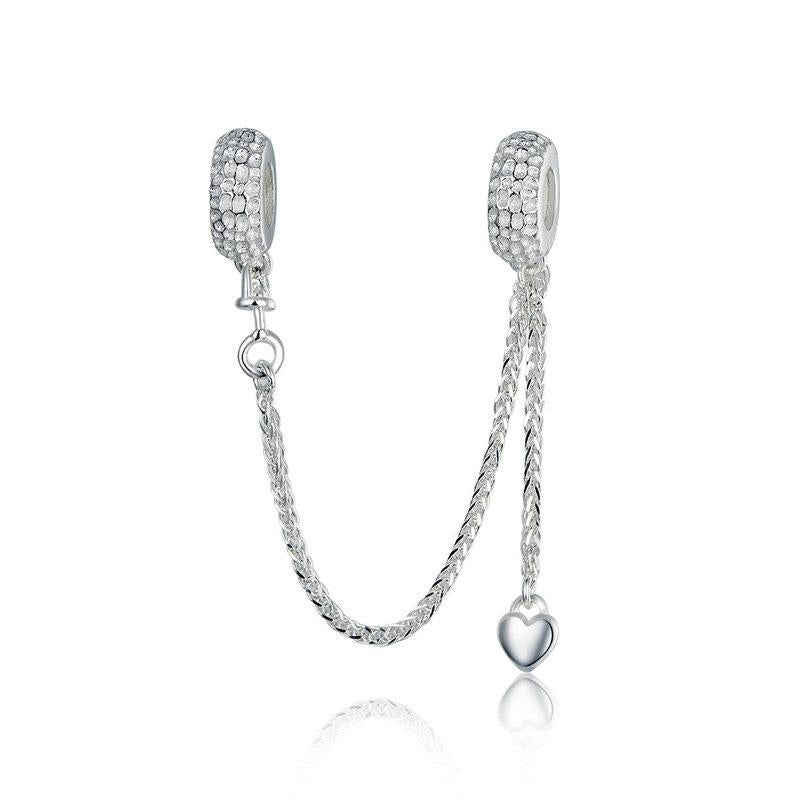 V562-93676240DBT-202504112006-00 925 Sterling Silver Love Heart Safety Chain Charm For Bracelets - Image 1