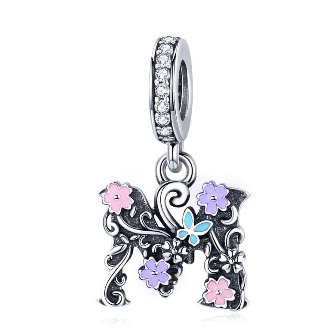 V562-963600ADE-202504112031-00 925 Sterling Silver Letter M Pendant For Diy Bracelets & Necklaces - Image 1
