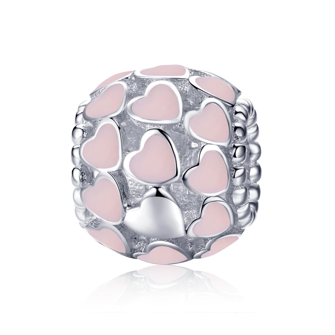 V562-982600ADE-202504111805-00 925 Sterling Silver Pure Pink Heart Diamond Beads - Image 1