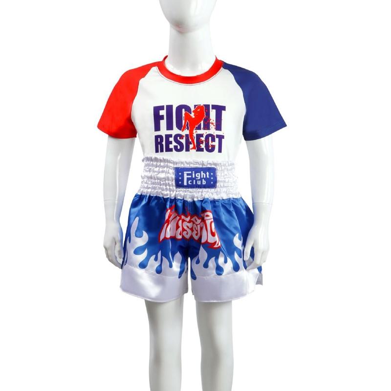 V562-A0123134060DBT-226157-00 Kids Boxing Set - Sparring Shorts And Tights - Bright Green - Fight Red Blue - M - Image 1