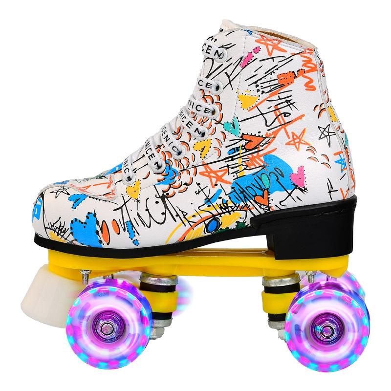 V562-A0127795650DBT-202503061825-00 Flash Wheel Roller Skates for Adults - White Size 43 - Image 1