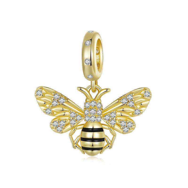 V562-A1001715060DBT-202504111812-00 925 Sterling Silver Gold Plated Bee Bracelet Pendant - Image 1