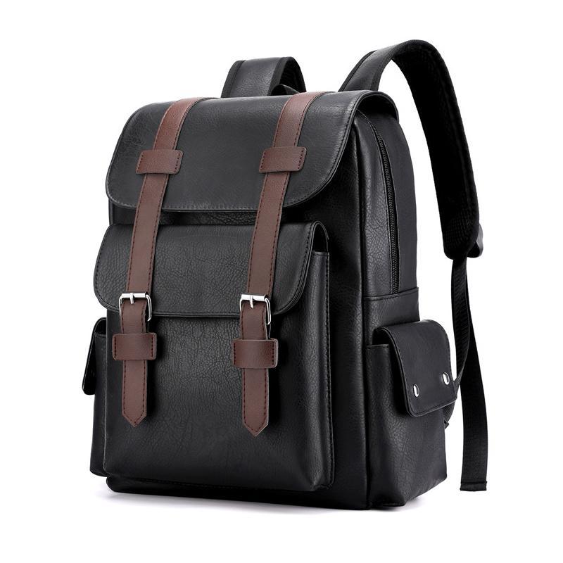 V562-A1005875060DBT-202505191448-00 Large Capacity Pu Leather Laptop Backpack For Travel & School - Black - Image 1