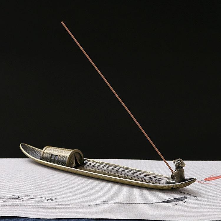 V562-A1006163060DBT-202503041652-00 Fisherman Incense Burner with Ash Catcher and Stand - Fishing Boat - Image 1