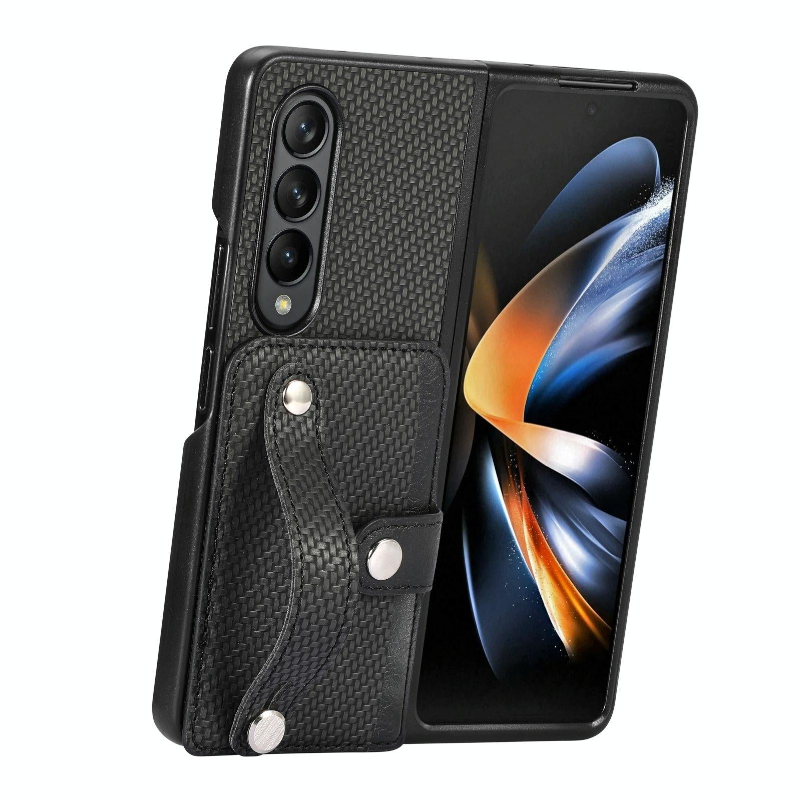 V562-A101051200AYS-202505221845-00 For Samsung Galaxy Z Fold4 5G Wristband Phone Case - Black - Image 1