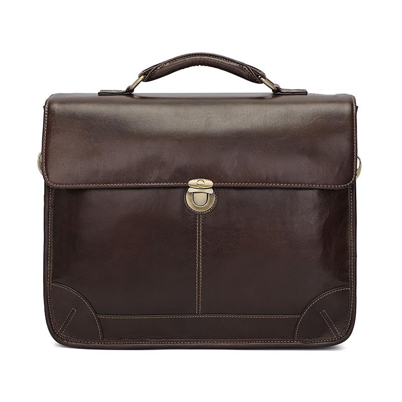 V562-A1014222060DBT-202502281835-00 Retro Cowhide Leather Briefcase for 15.6 Laptop - Multifunctional - Coffee - Image 1