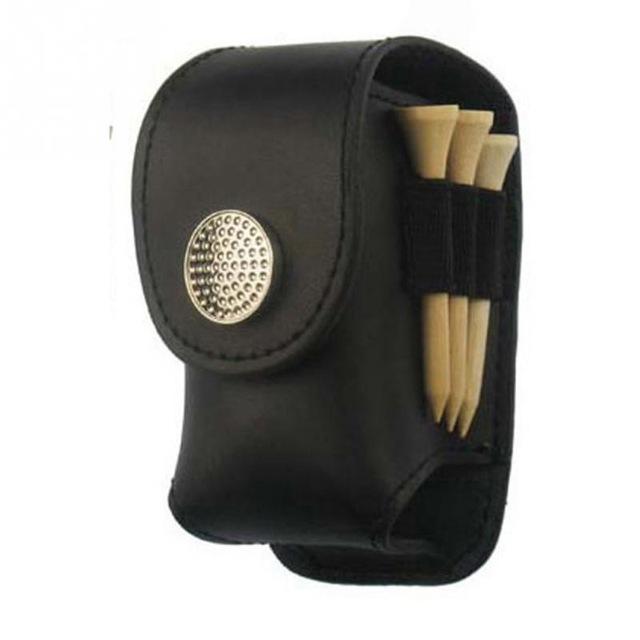 V562-A101506150DBT-202503041745-00 Leather Golf Ball Waist Pouch - Portable Tee Bag for Sports - Black - Image 1