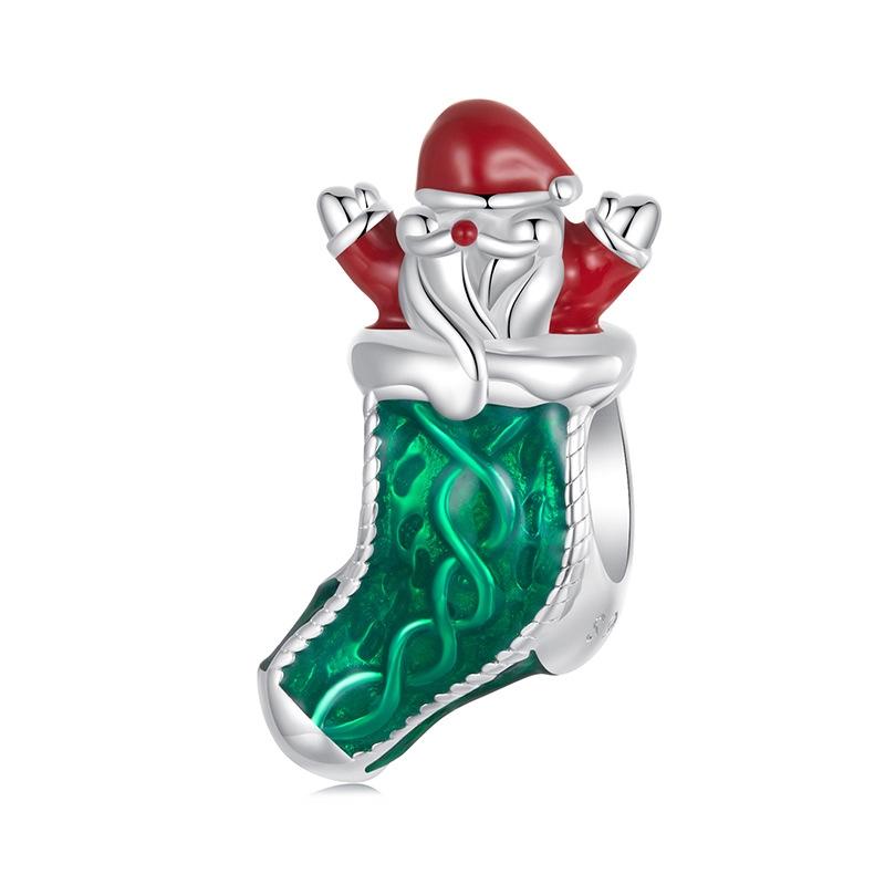 V562-A1016645060DBT-202504111811-00 925 Sterling Silver Santa Bracelet Christmas Beads - Image 1