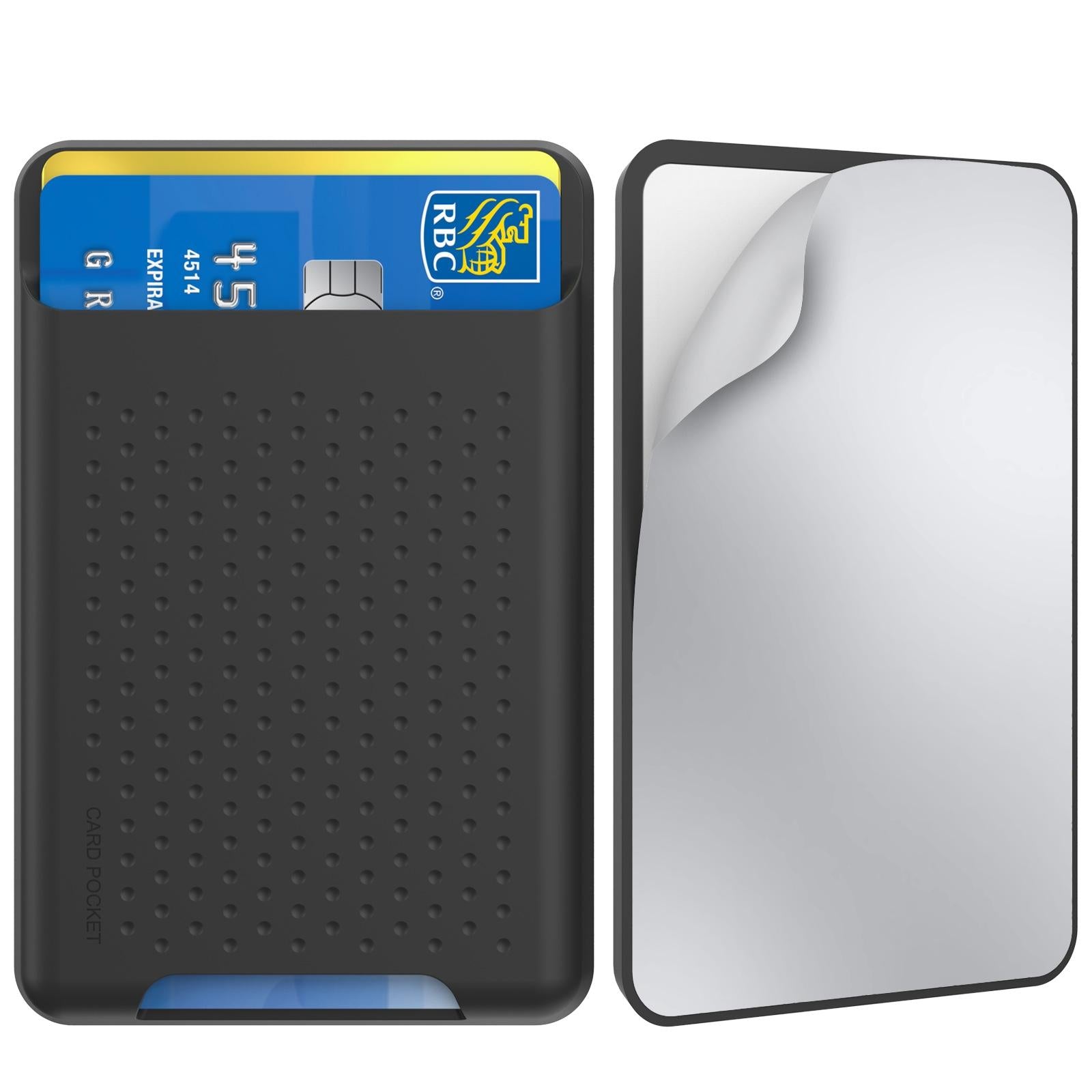 Universal Adhesive Silicone Card Case For Mobile Phones - Black