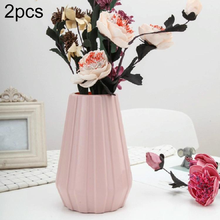 V562-A102874940DBT-202503041631-00 2-piece Plastic Vase for Creative Flower Arrangements - Pink - Image 1