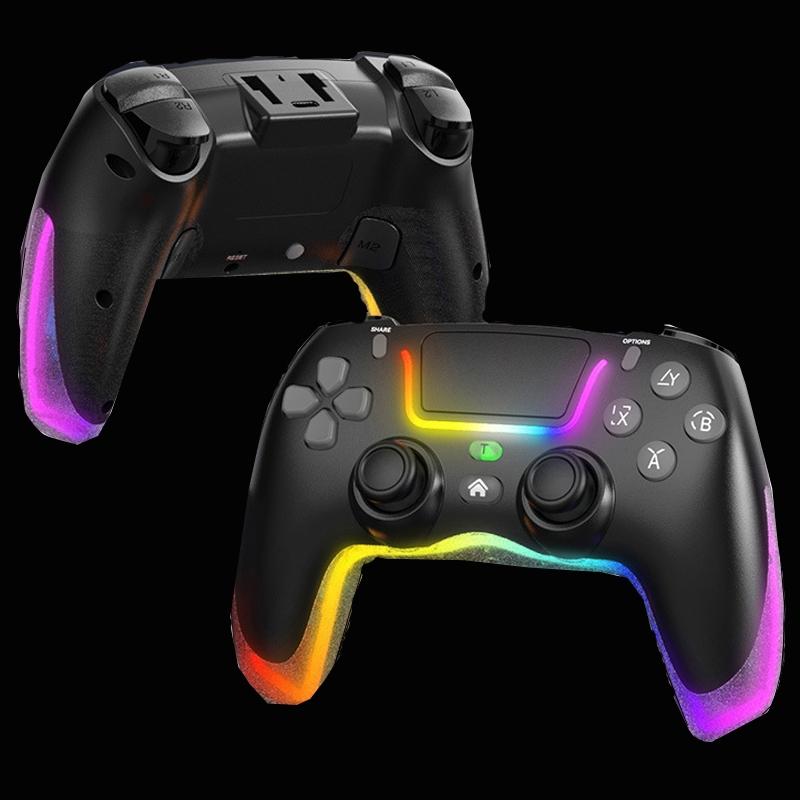 V562-A1028893060DBT-226275-00 Wireless Bluetooth Grip for Ps4 with Dazzling Colour Light - Black - Image 1