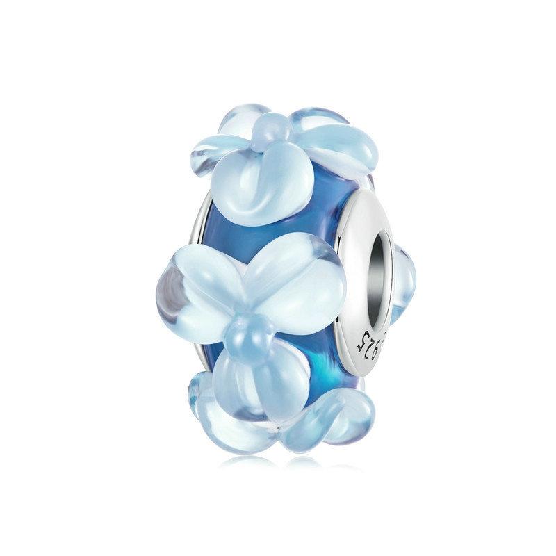 V562-A1030094060DBT-202504111736-00 925 Sterling Silver Blue Flower Glass Bead Diy Jewelry - Image 1