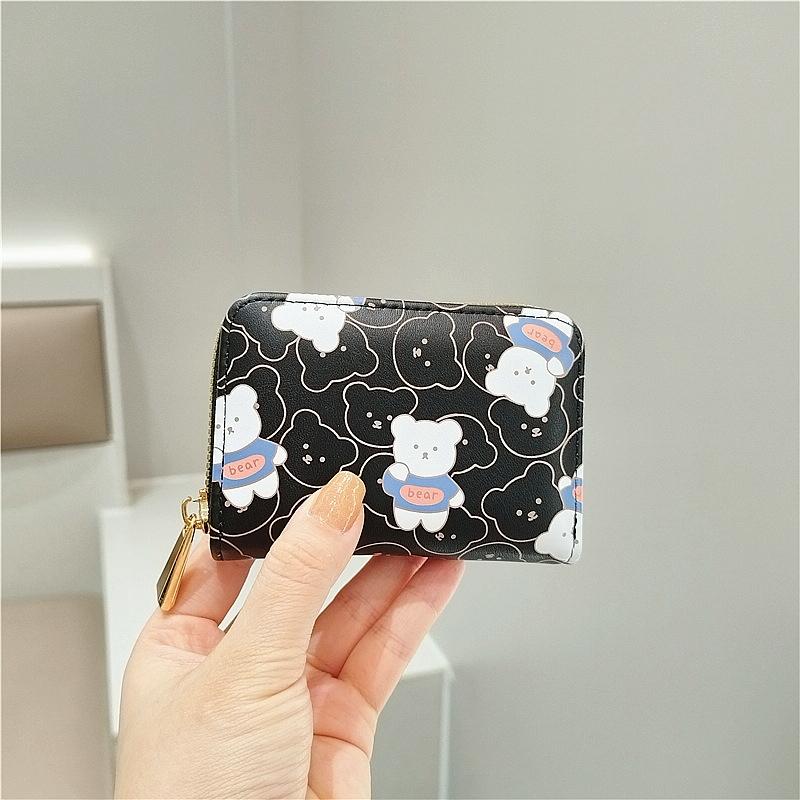 V562-A1030473060DBT-202503280225-00 Cute Bear Print Multi Slot Card Holder Anti Degaussing Design - Black - Image 1