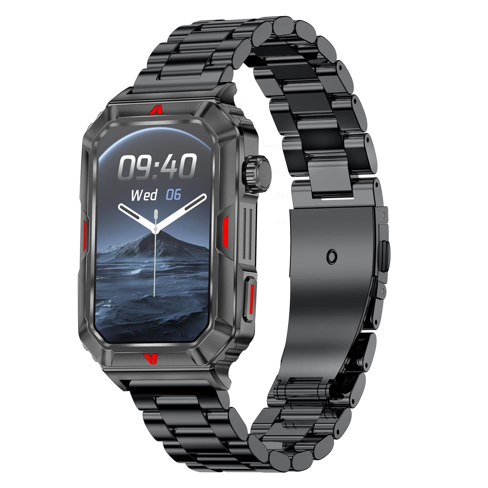 V562-A103488500ADE-202504252205-00 Smart Bracelet With Sleep Detection And Steel Strap - Bt5.2 - Black - Image 1