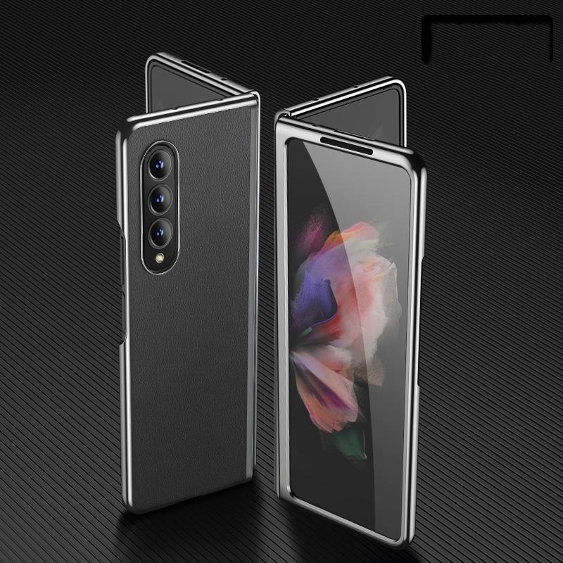 V562-A103652300ADE-202505291321-00 For Samsung Galaxy Z Fold4 5G Leather Plated Phone Cover - Black - Image 1
