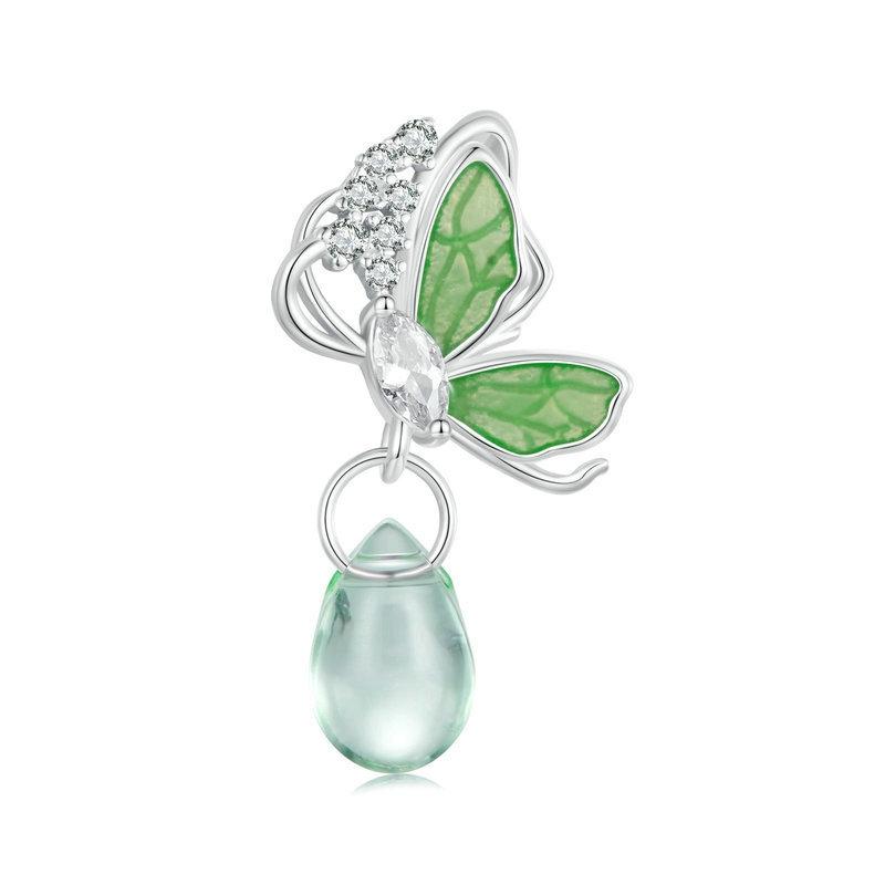 V562-A1043944060DBT-202504111511-00 925 Sterling Silver Platinum Plated Butterfly Water Drop Diy Beads - Image 1