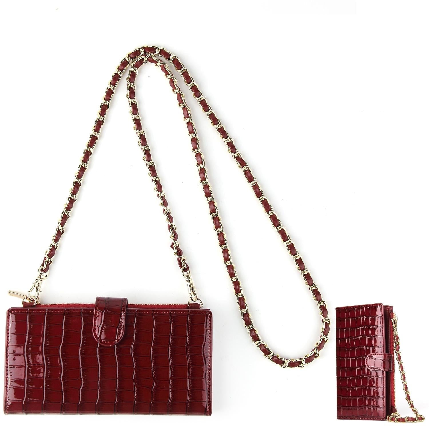 V562-A1048192060DBT-202505191511-00 Long Crossbody Mini Shoulder Bag For Coins & Phone - Wine Red - Image 1