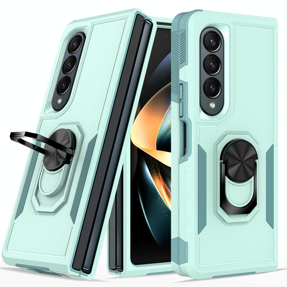 V562-A104869300ADE-226194-00 For Samsung Galaxy Z Fold4 5G Tpu Shockproof Case With Ring - 2 In 1 Design - Green - Image 1