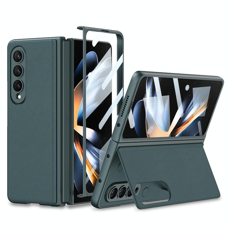 V562-A104947300ADE-202503211506-00 For Samsung Galaxy Z Fold4 5G Foldable Leather Case With Stand - Ultra Thin - Green - Image 1
