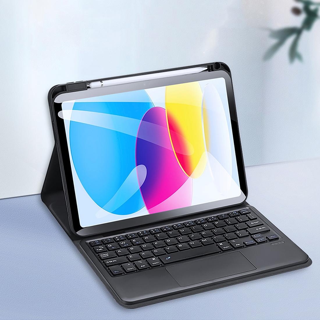 V562-A105160400ADE-202504292020-00 2022 Bluetooth Keyboard Leather Case For Ipad 10.9 With Touchpad & Smart Sleep - Black - Image 1