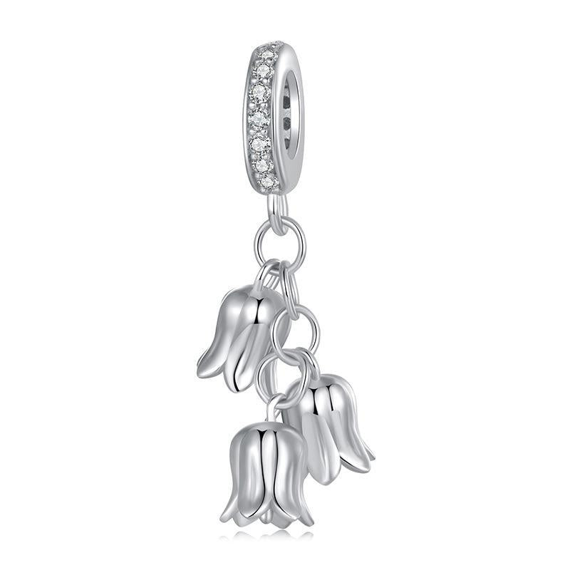 V562-A1060475060DBT-202504111627-00 925 Sterling Silver Platinum Plated Lily Of The Valley Bracelet Pendant - Image 1