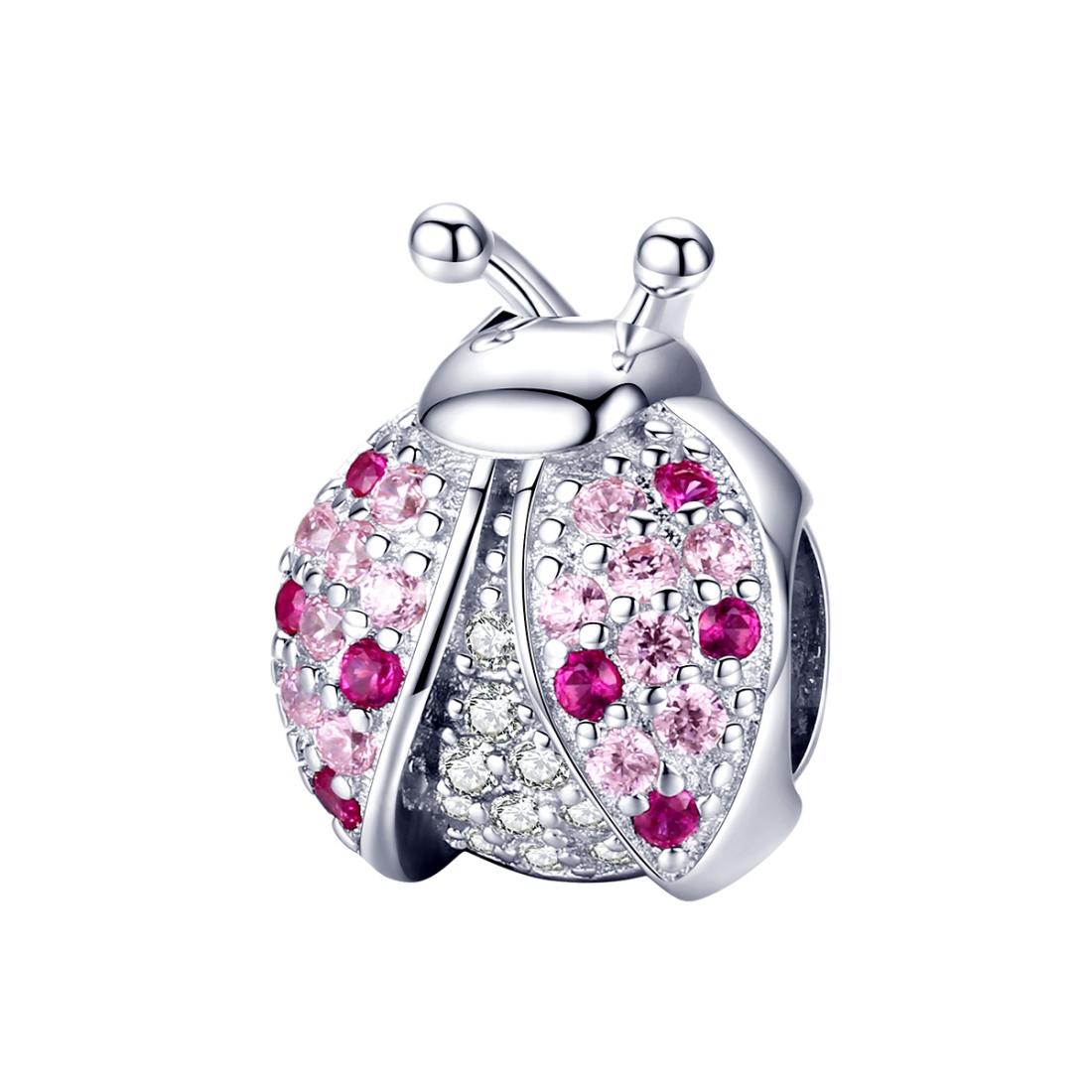 V562-A10622600ADE-202504112032-00 925 Sterling Silver Zircon Ladybug Bracelet / Necklace Set - Silver - Image 1