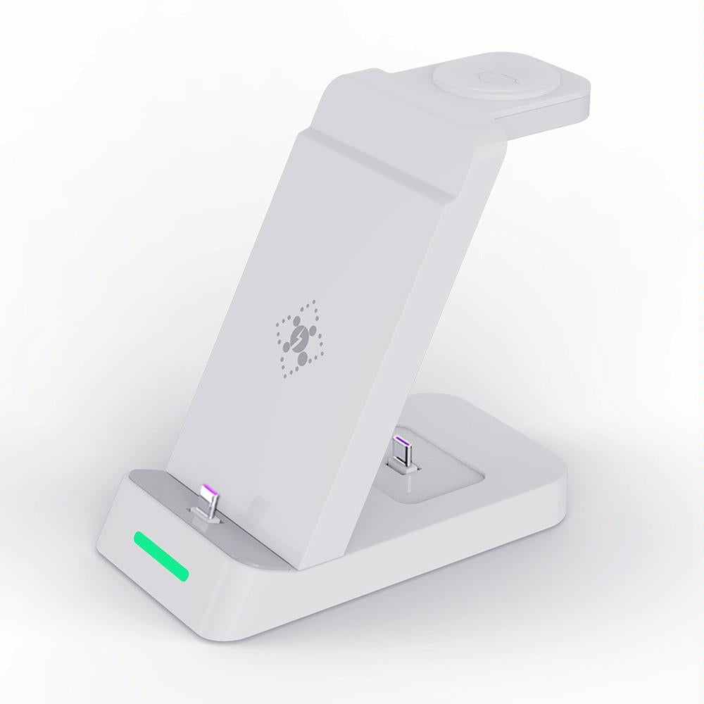 V562-A106241700ADE-202504212116-00 18W 3 In 1 Vertical Charging Stand For Samsung Watch And Galaxy Buds - White - Image 1