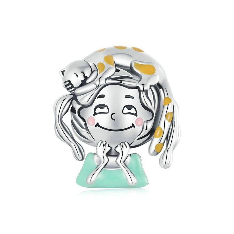 V562-A1064284060DBT-202504112017-00 925 Sterling Silver Adorable Cat Bead - Image 1