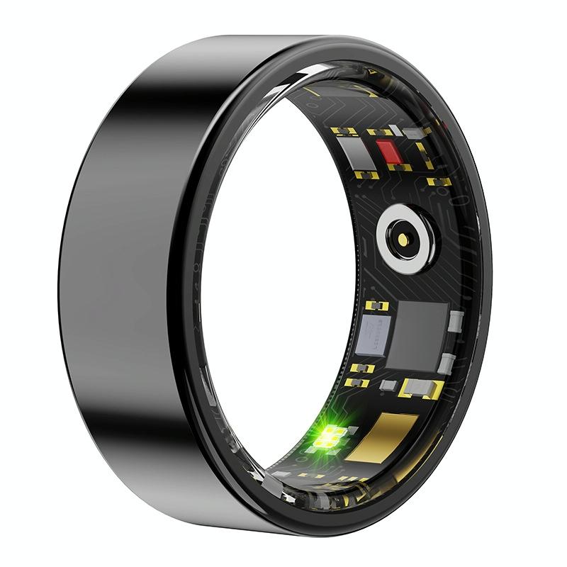 V562-A106756200AYS-202504281833-00 Smart Ring With Heart Rate Blood Oxygen Sleep & Sports Modes - Size 8 - Black - Image 1