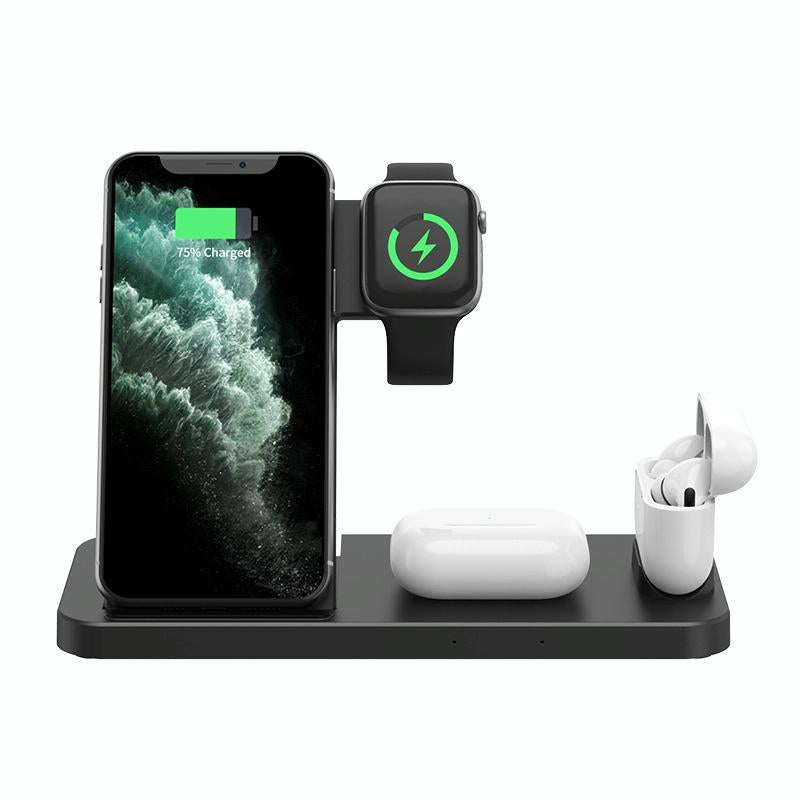 V562-A1069234060DBT-202504212046-00 Foldable 4 In 1 Wireless Charger For Mobile Devices - Black - Image 1