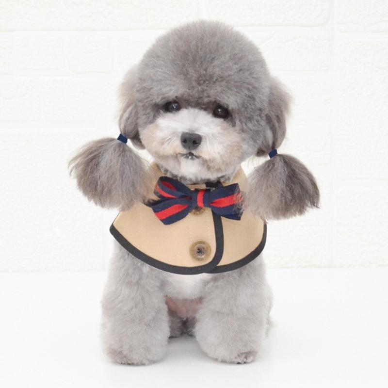 V562-A1074396230DBT-202503201706-00 Dog Shawl Saliva Towel Scarf Pet Bow Tie Jewelry Accessories - Size S - Khaki - Image 1
